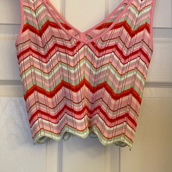 Torn by Ronny Kobo Knitted Pink Chevron Striped Tank Top Skirt Set - Picture 2 of 4